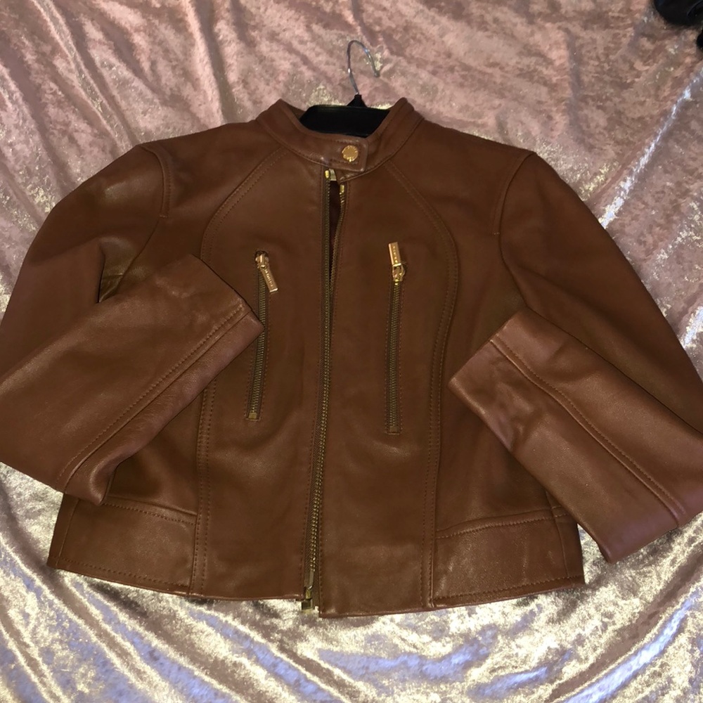 Micheal Kors Tan Leather Jocket